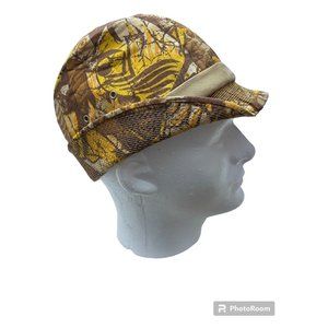 Vintage Jiffy Pellon Lined Cap Hat Made in USA All over print Large